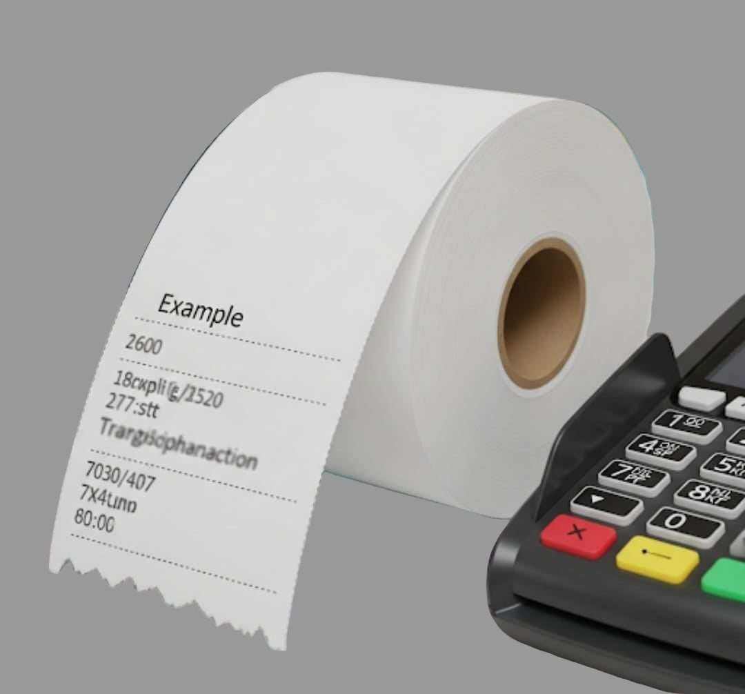 Cash register paper rolls for retail and pharmacy receipt printing