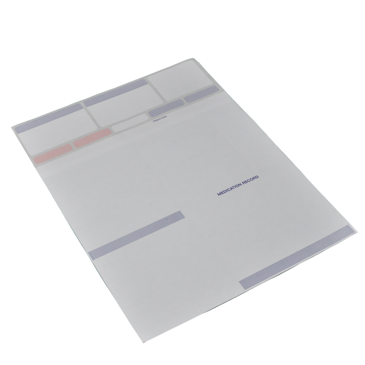 White medication record book with purple accents on a white background
Generic laser label sheet for pharmacy documentation and internal labeling
