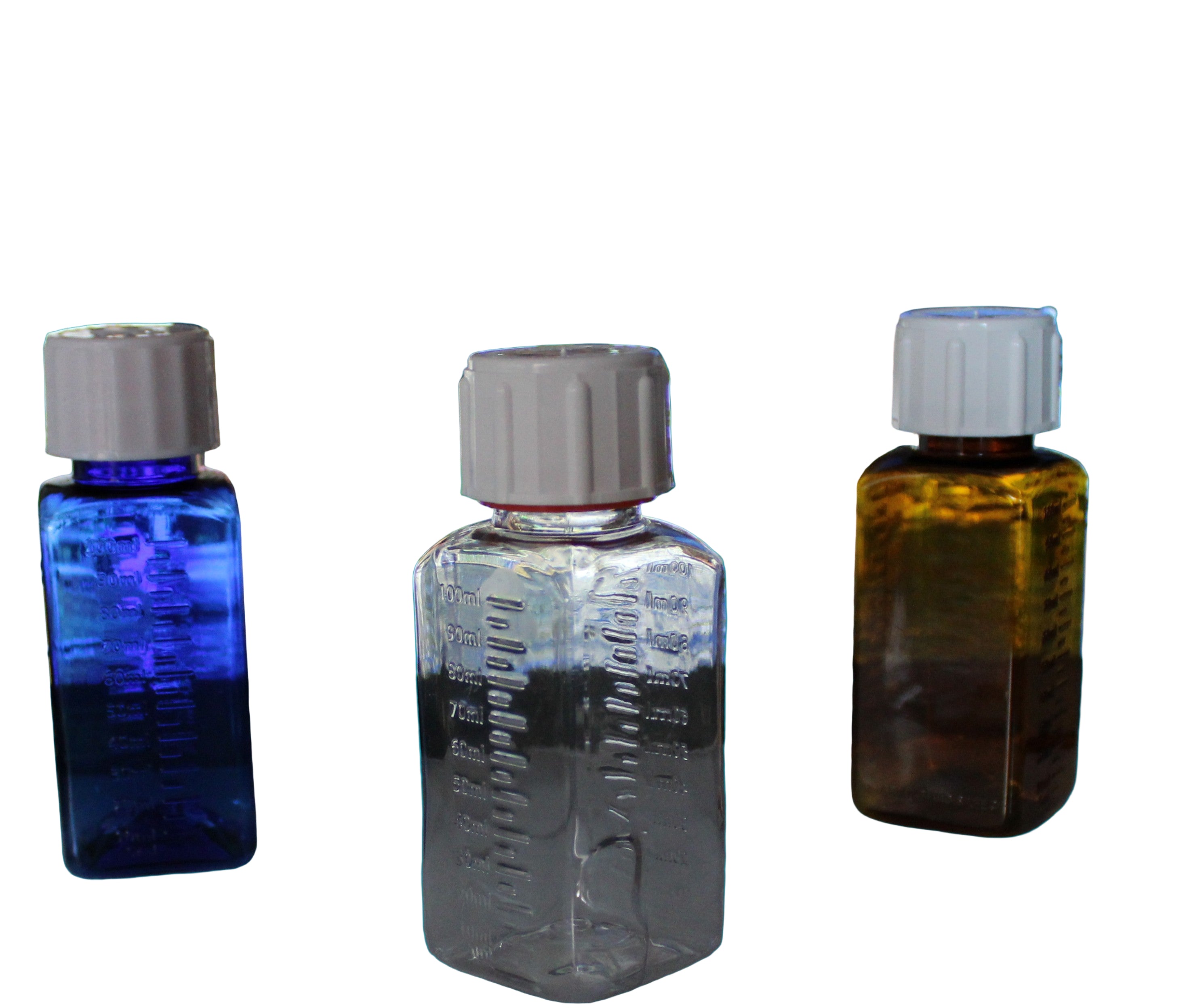 Methadone square bottle 100 mL with tamper-evident cap for pharmacy use
