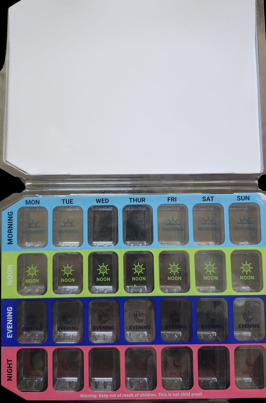 Monthly plastic blister cards compatible with Pill Mate tray