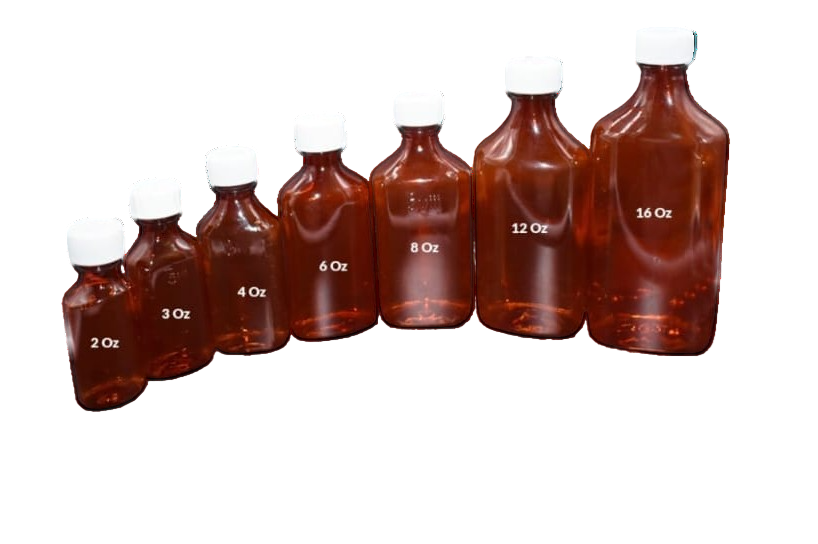 Plastic bottles for pharmacy and medical liquid medication storage